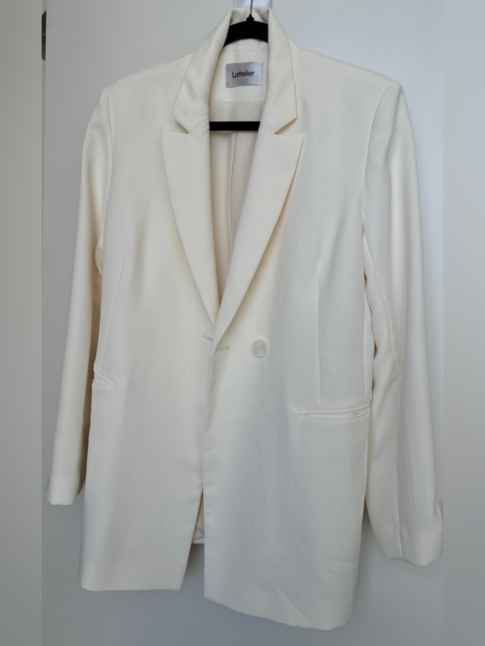 Set: Lattelier Cream/Ivory Oversized Blazer and Pansuit